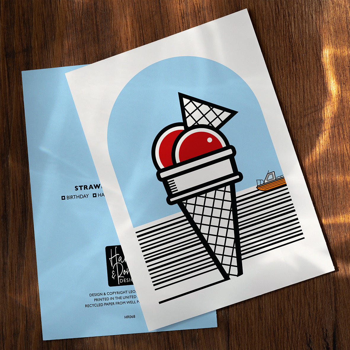 STRAWBERRY ICECREAM GREETINGS CARD