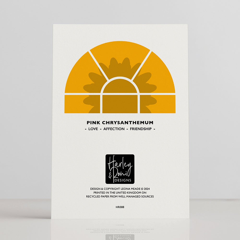 PINK CHRYSANTHEMUM FLOWER GREETINGS CARD