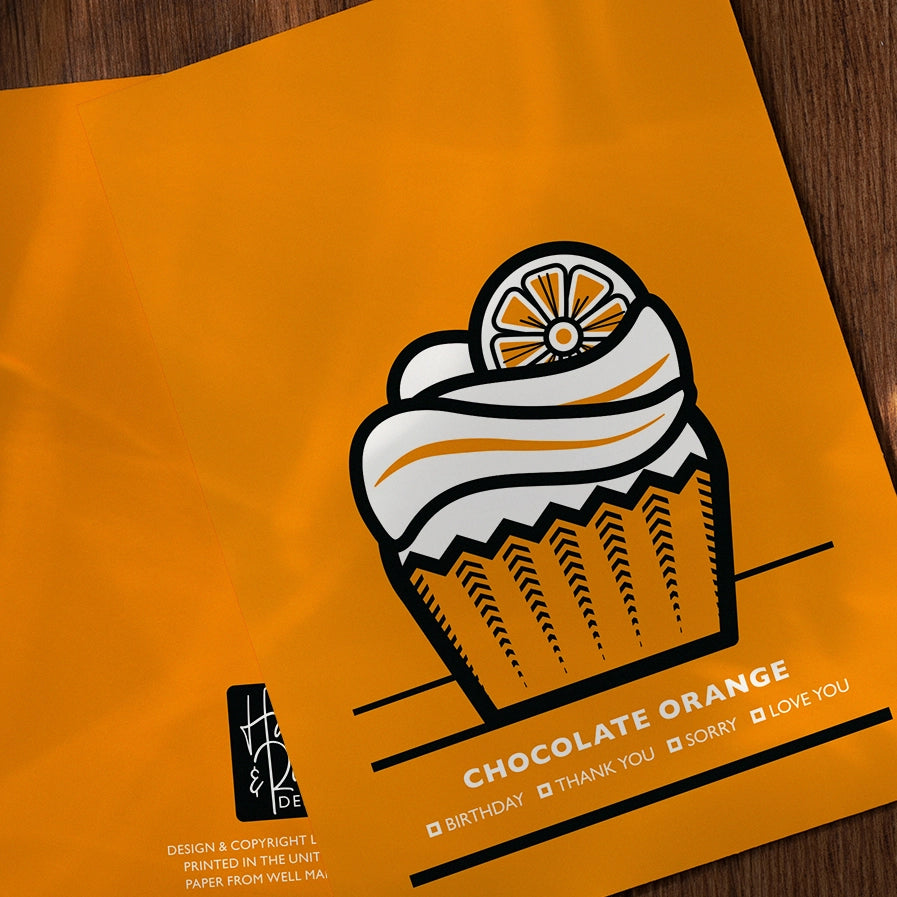 CHOCOLATE ORANGE CUPCAKE GREETINGS CARD