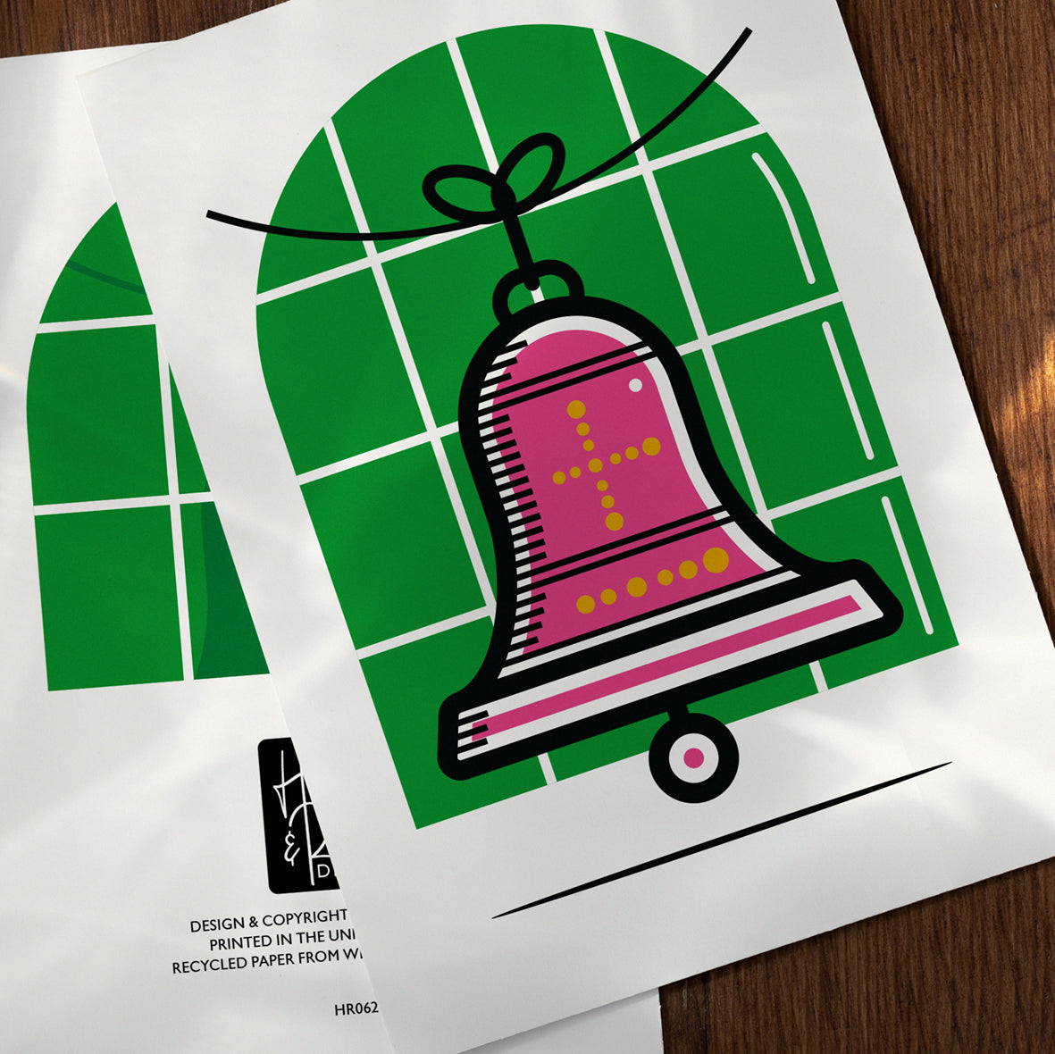 PINK BELL CHRISTMAS CARD
