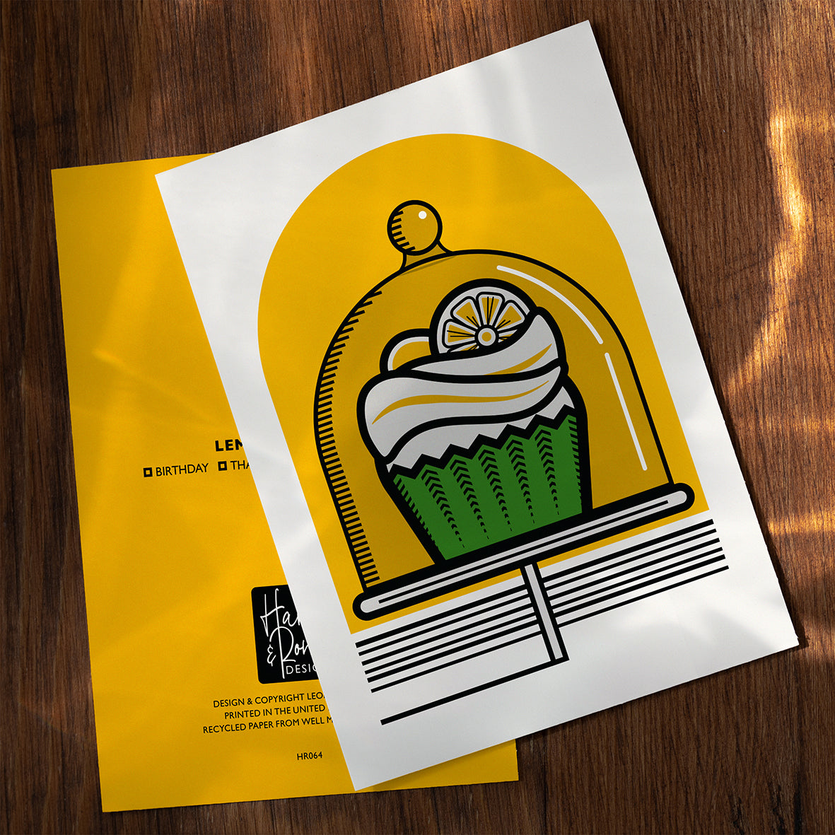 LEMON DRIZZLE CUPCAKE GREETINGS CARD