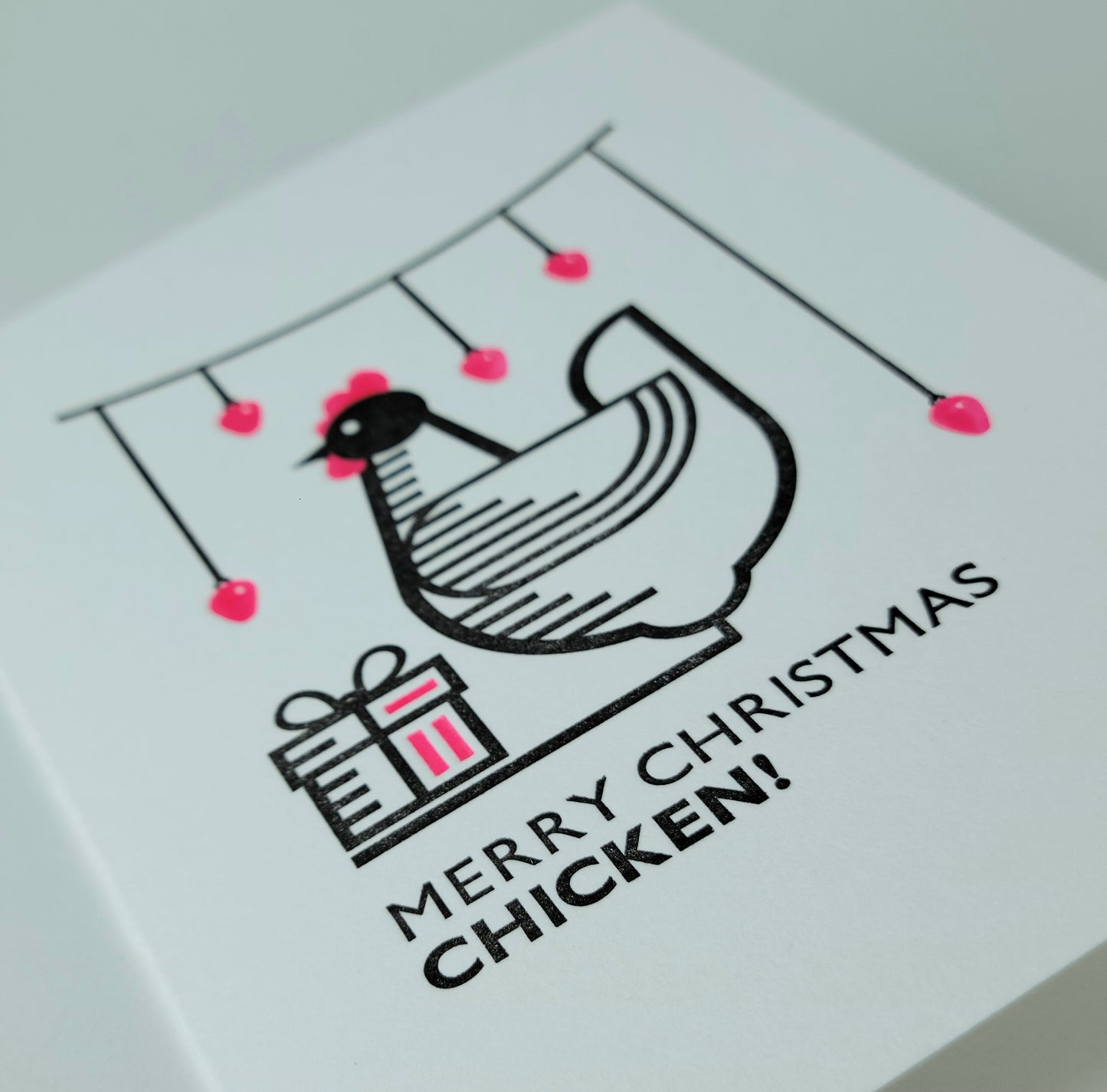 "HAPPY CHRISTMAS CHICKEN" LETTERPRESS CHRISTMAS CARD