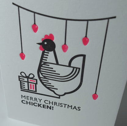 "HAPPY CHRISTMAS CHICKEN" LETTERPRESS CHRISTMAS CARD