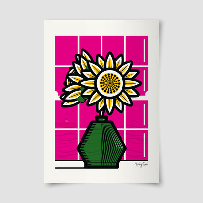 TWO SUNFLOWER FLOWERS GICLÉE PRINT