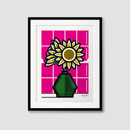 TWO SUNFLOWER FLOWERS GICLÉE PRINT