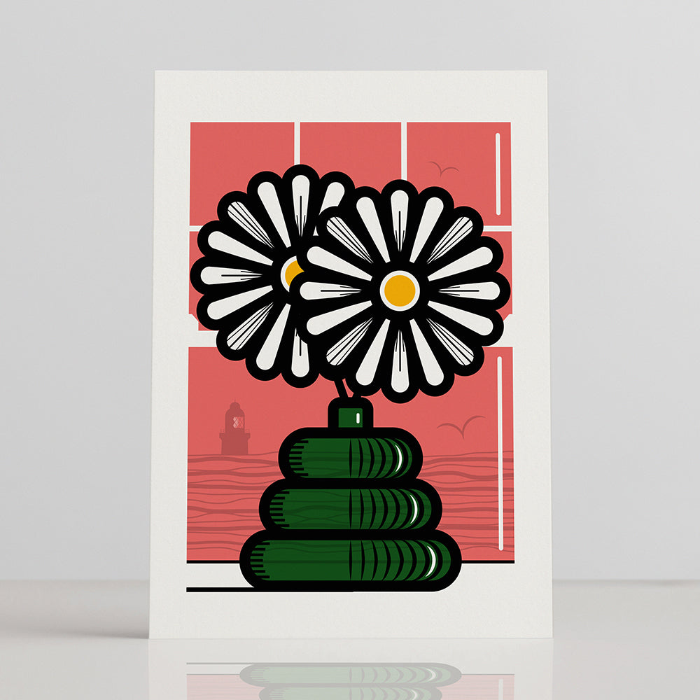 TWO DAISY FLOWERS GREETINGS CARD