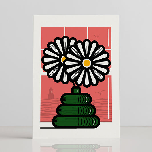 TWO DAISY FLOWERS GREETINGS CARD