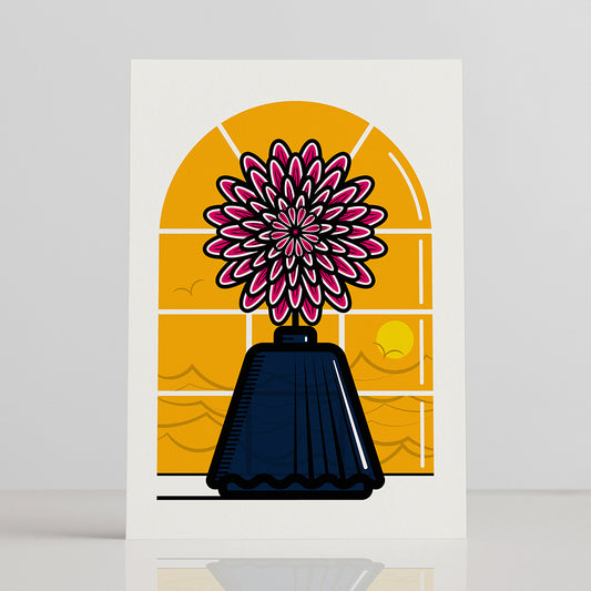 PINK CHRYSANTHEMUM FLOWER GREETINGS CARD