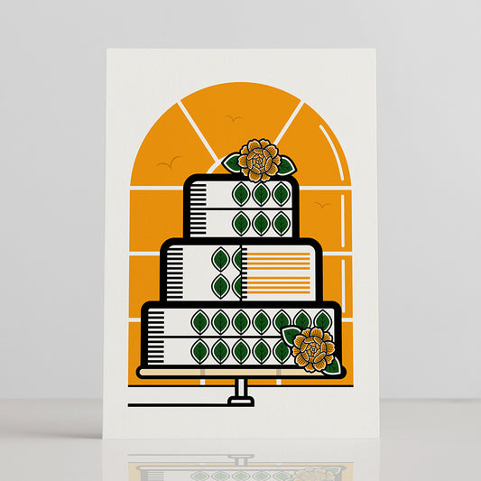 WEDDING DAY CARD - YELLOW ROSE CAKE