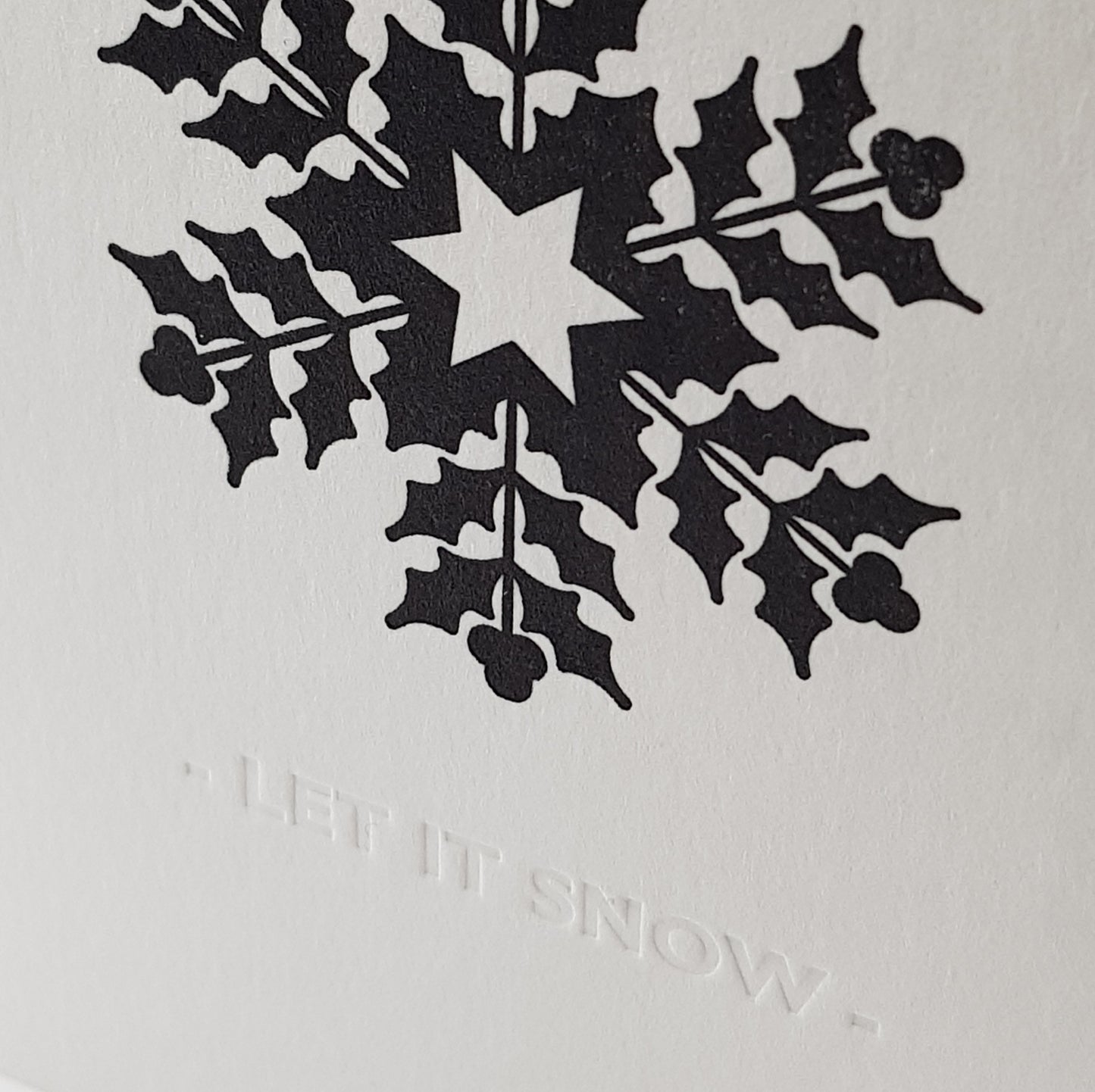 HOLLY SNOWFLAKE LETTERPRESS CHRISTMAS CARD