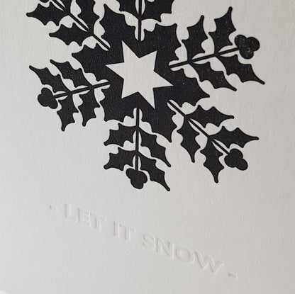 HOLLY SNOWFLAKE LETTERPRESS CHRISTMAS CARD
