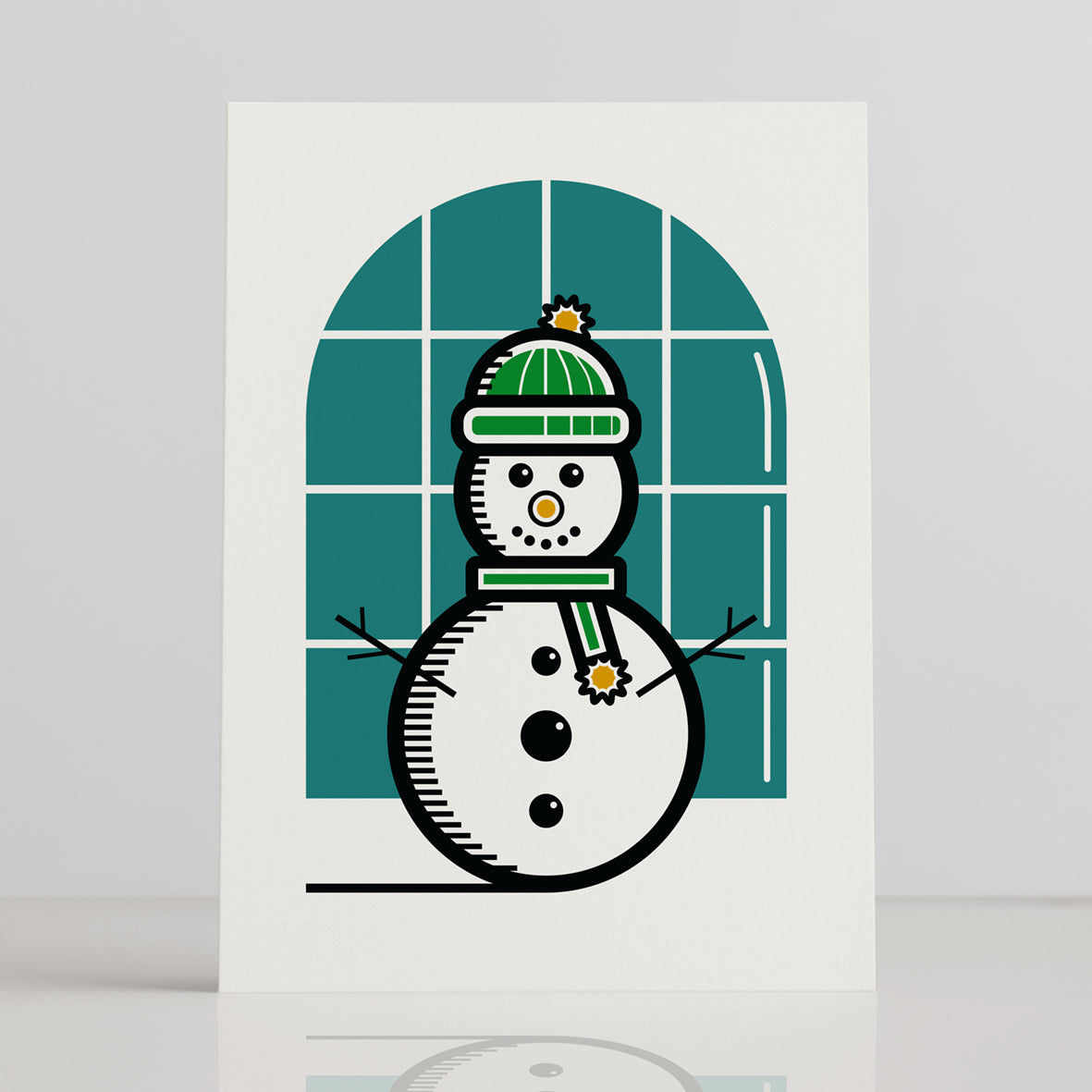 SNOWMAN (YELLOW POMPOM) CHRISTMAS CARD
