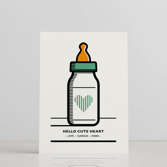 BABY BOTTLE, NEW BABY GREETINGS CARD
