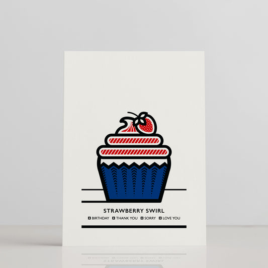 STRAWBERRY SWIRL CUPCAKE GREETINGS CARD