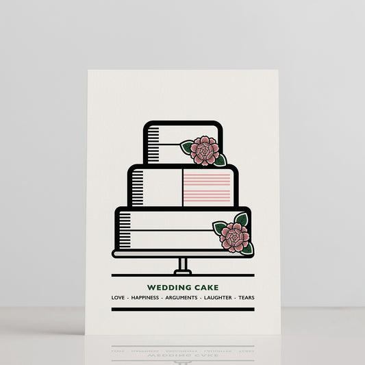 PINK ROSE CAKE WEDDING CARD