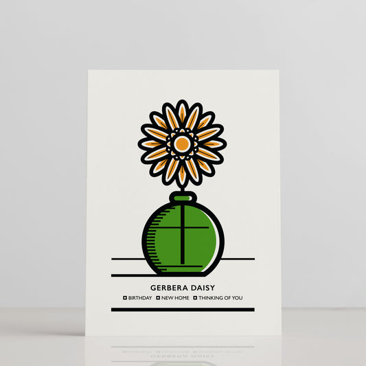 YELLOW GERBERA DAISY FLOWER GREETINGS CARD